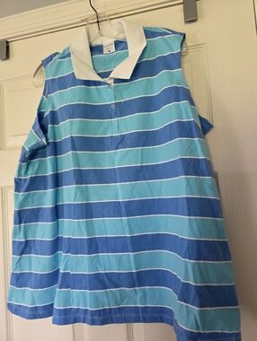 Motherhood Maternity  Sleeveless Striped Polo Top Size 2XL NWT